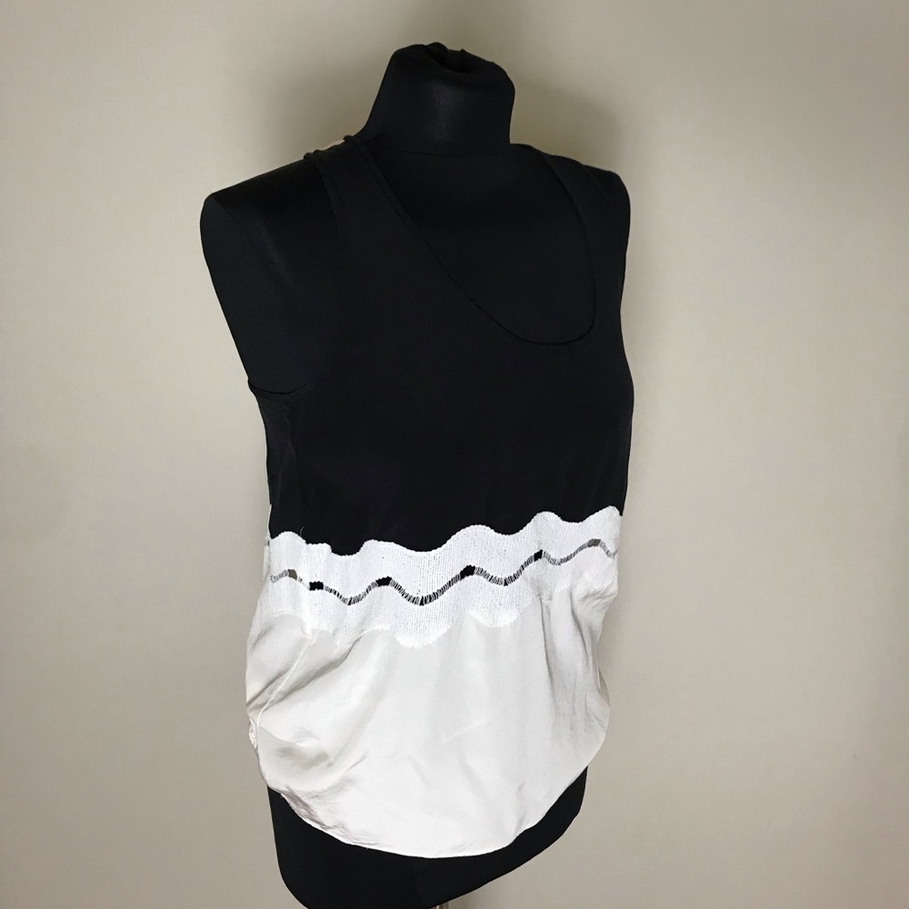 Tibi Silk Tank Black/Cream